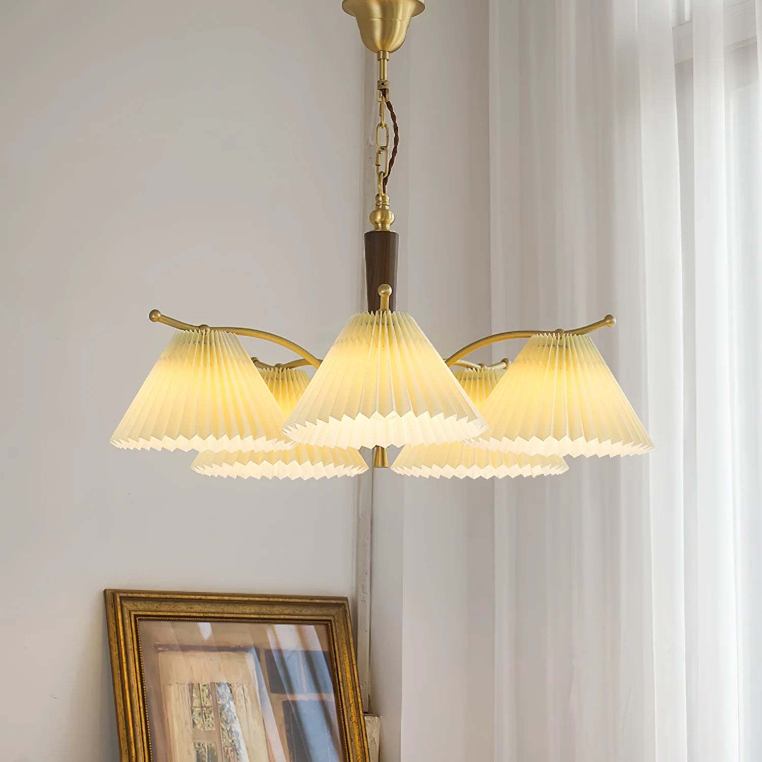 Retro Pleated Lampshade Chandelier Decoration Dining Fixture -Homdiy