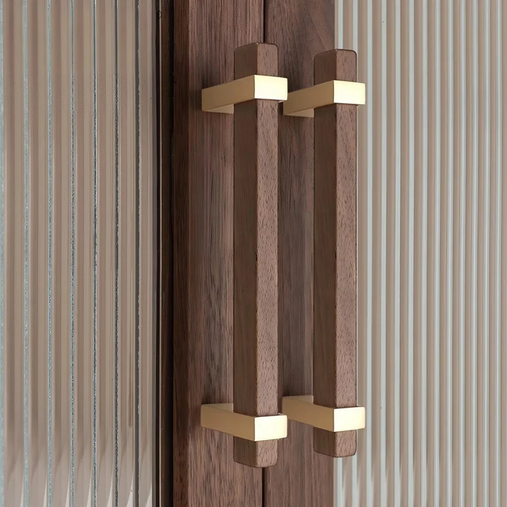 Square Wooden Brass Walnut Cabinet Handle Kitchen Drawer Pulls