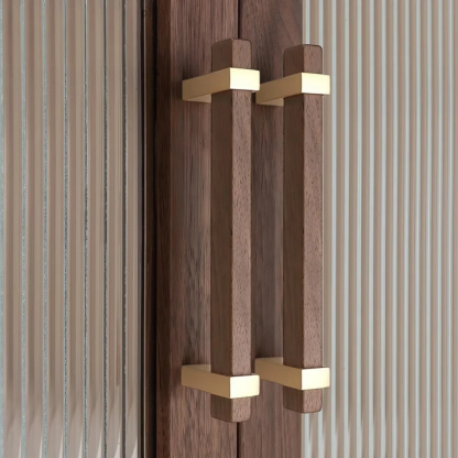 Square Wooden Brass Walnut Cabinet Handle Kitchen Drawer Pulls