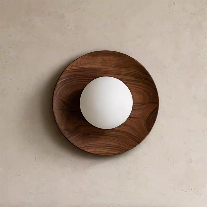 Natural Wood White Simple Wall Light