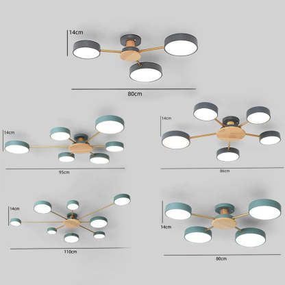 Modern Multi-Bulb Round LED Ceiling Light for Bedroom