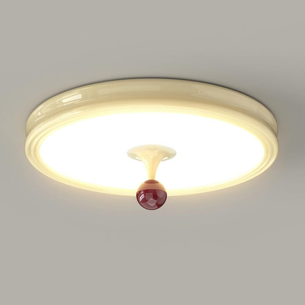 Cream Round LED Flush Mount Ceiling Light For Bedroom