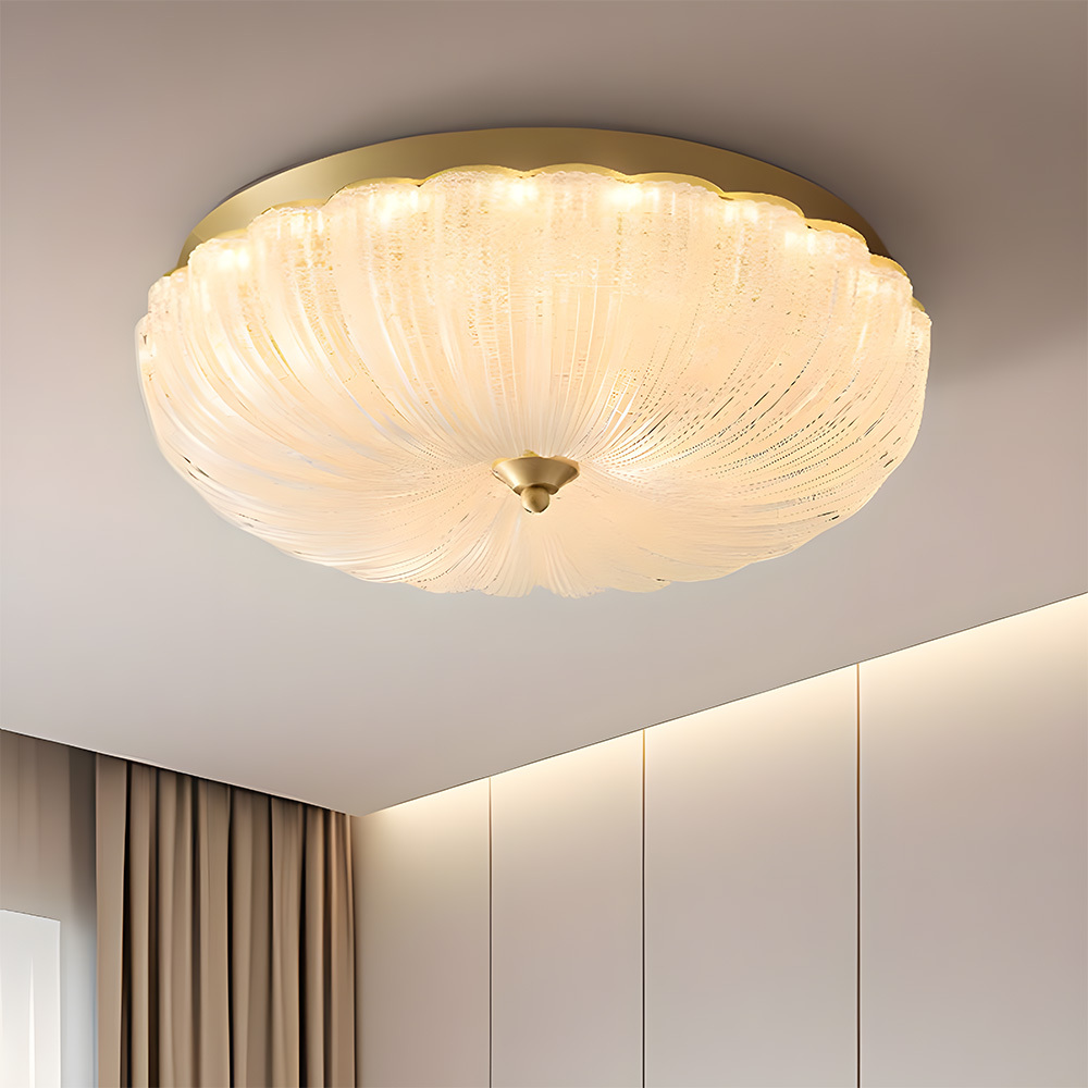 Art Decor Brass Glass Living Room Flush Mount Ceiling Lights