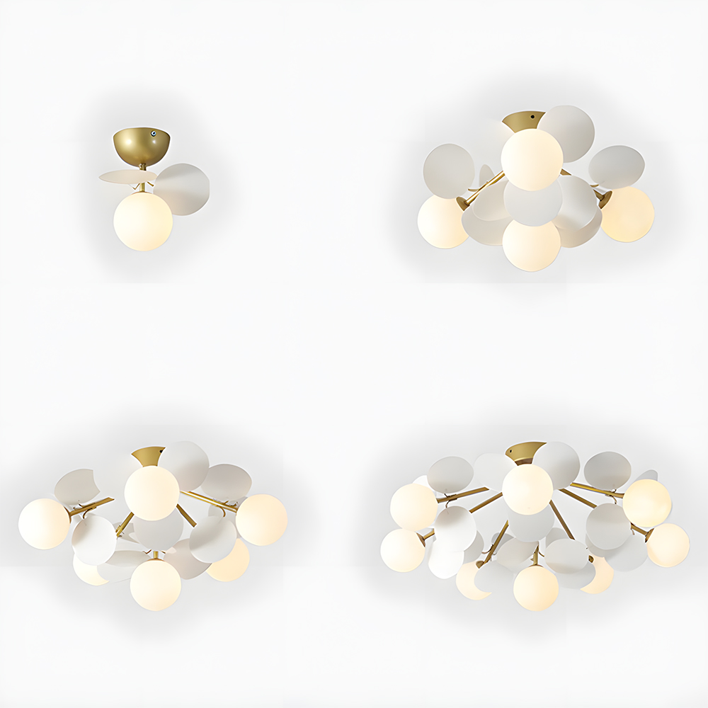 Modern Spherical Shape Glass Flush Ceiling Light Chandelier for Living Room