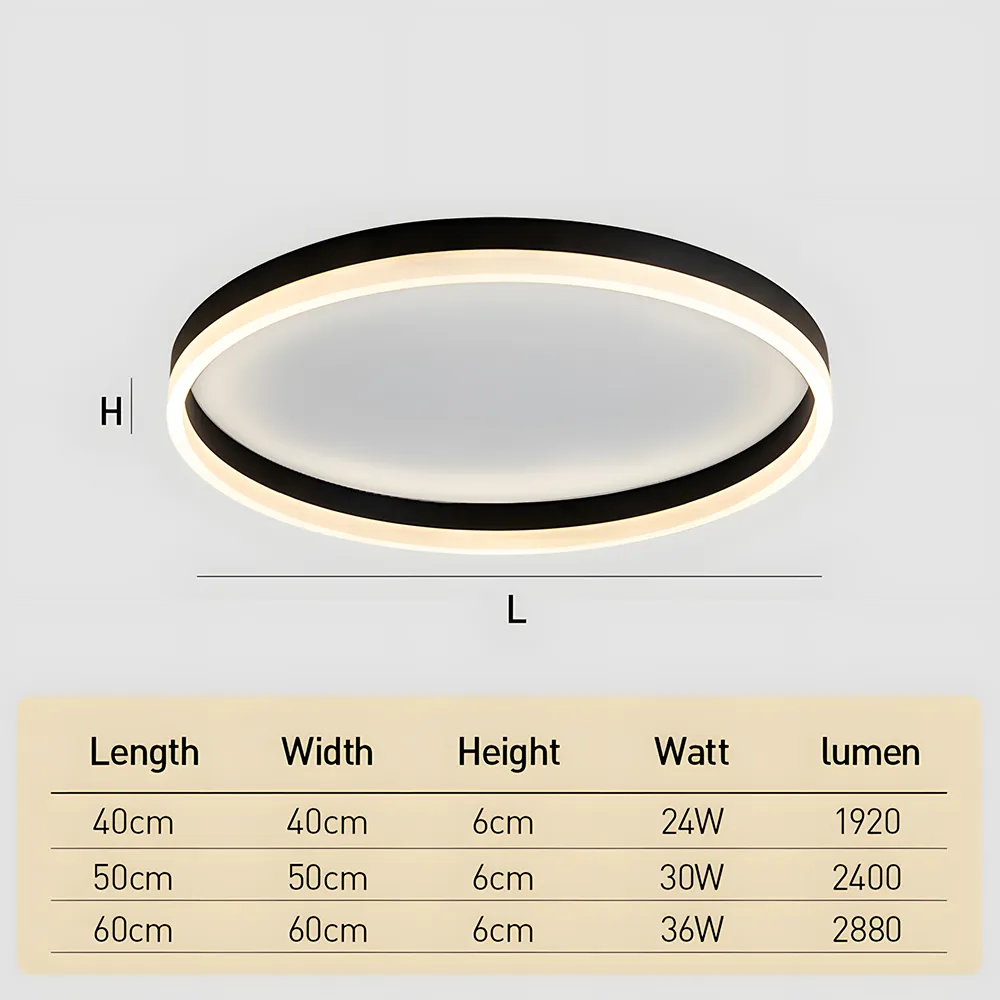 Creative Round Moon LED Ceiling Light Size Chart