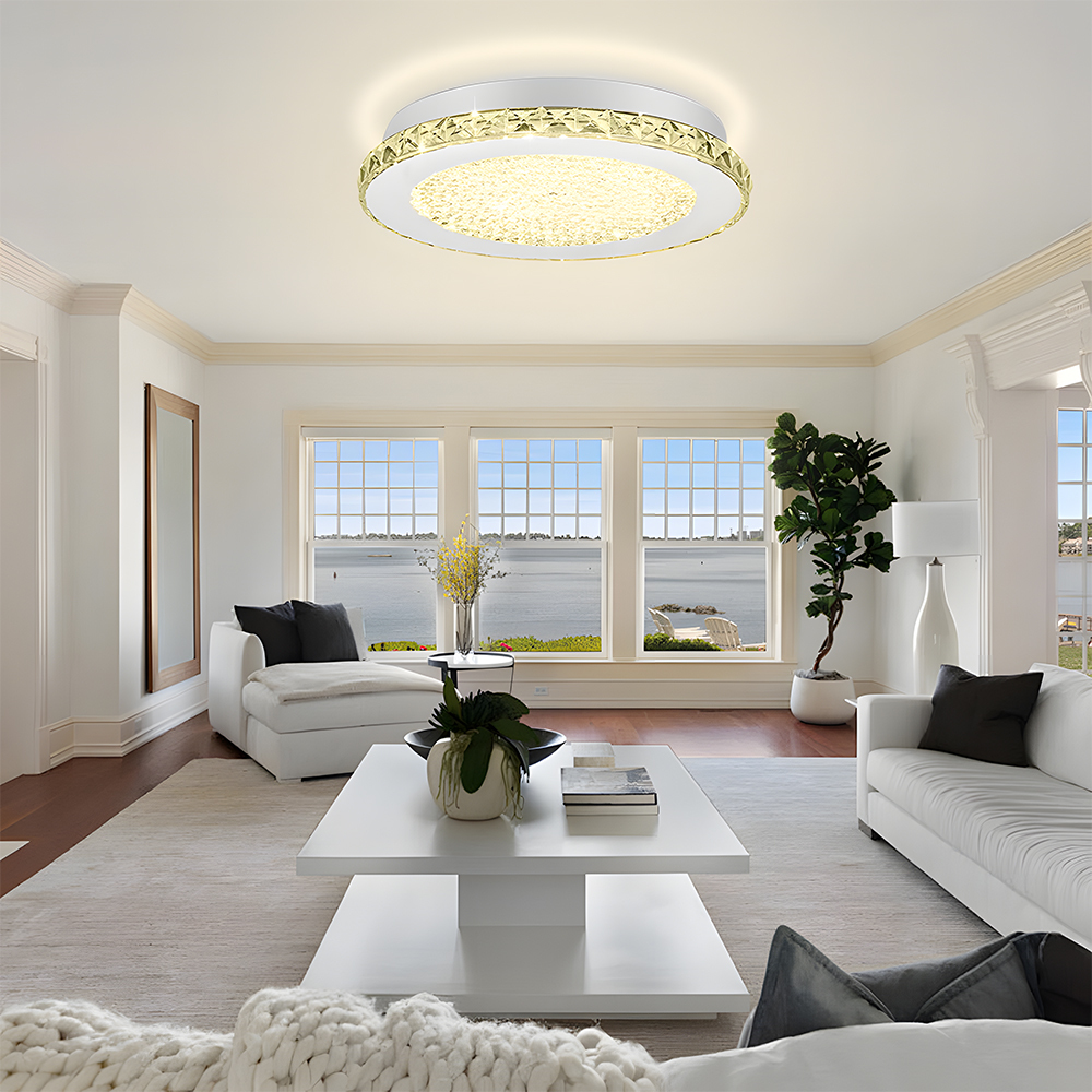 Vintage Silver Flush Mount Crystal Hallway Ceiling Lights-17