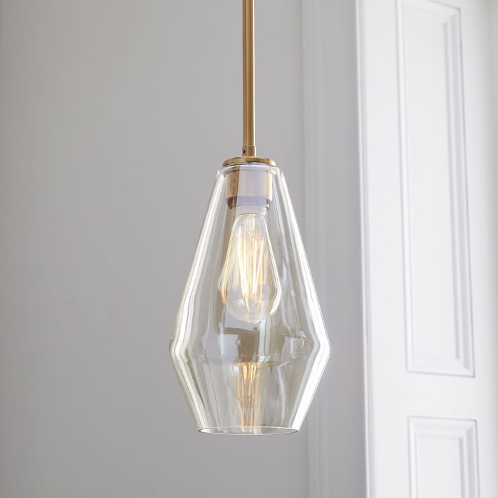 Industrial Clear Glass Shade Rod Pendant Light -Homdiy