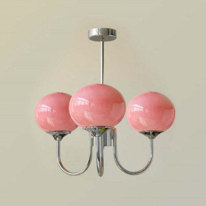 Bubble Pink Glass Marshmallow Chandelier -Homdiy