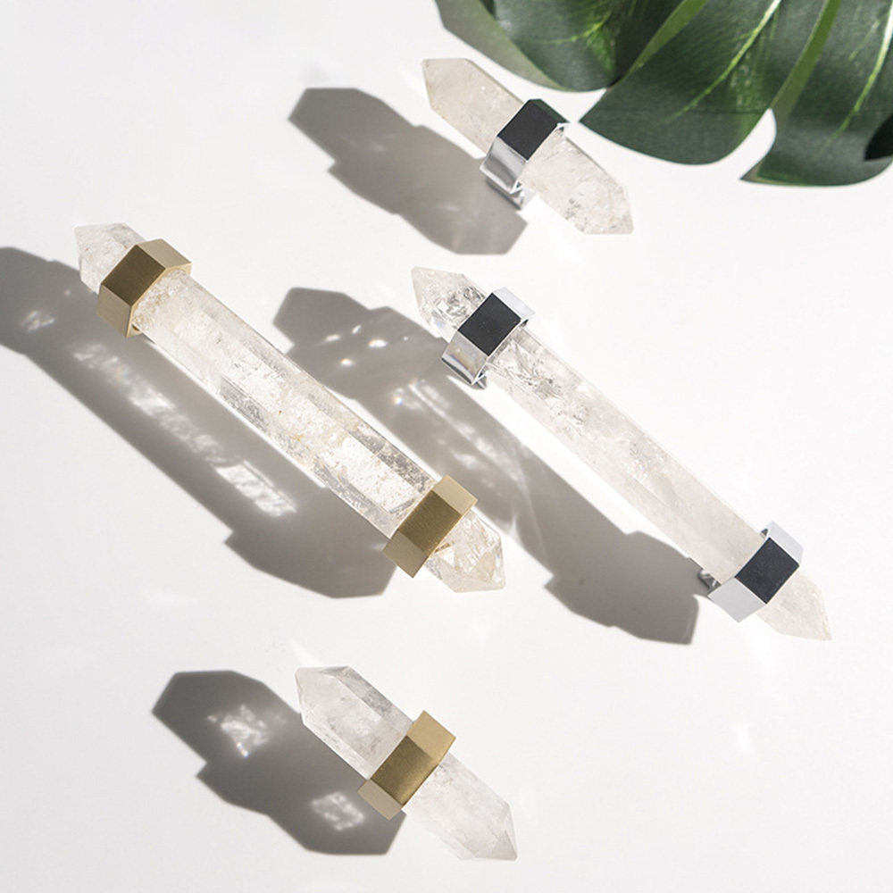 Nordic Natural Crystal Hexagonal Stone Drawer Pull