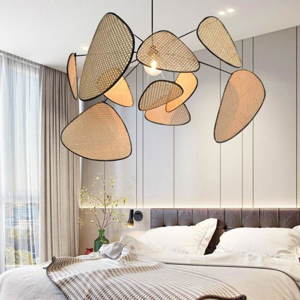 Hand Weaved Rattan Leaf Pendant Light For Living Room -Homdiy