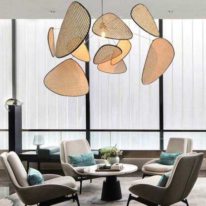 Hand Weaved Rattan Leaf Pendant Light For Living Room -Homdiy