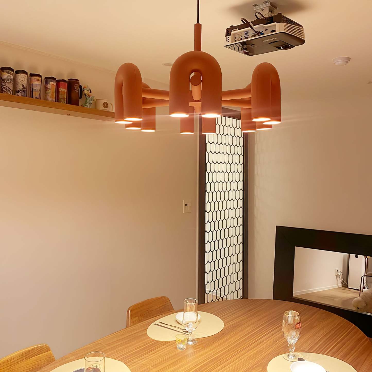 Contemporary Minimalist Pipe Shaped Chandelier