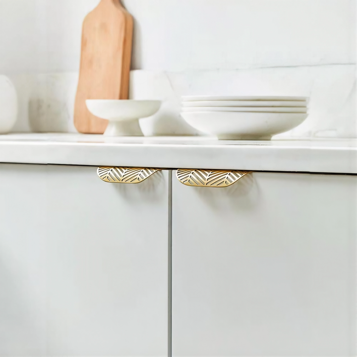 Gold Leaf Brass Cabinet Wardrobe Pulls Drawer Knobs
