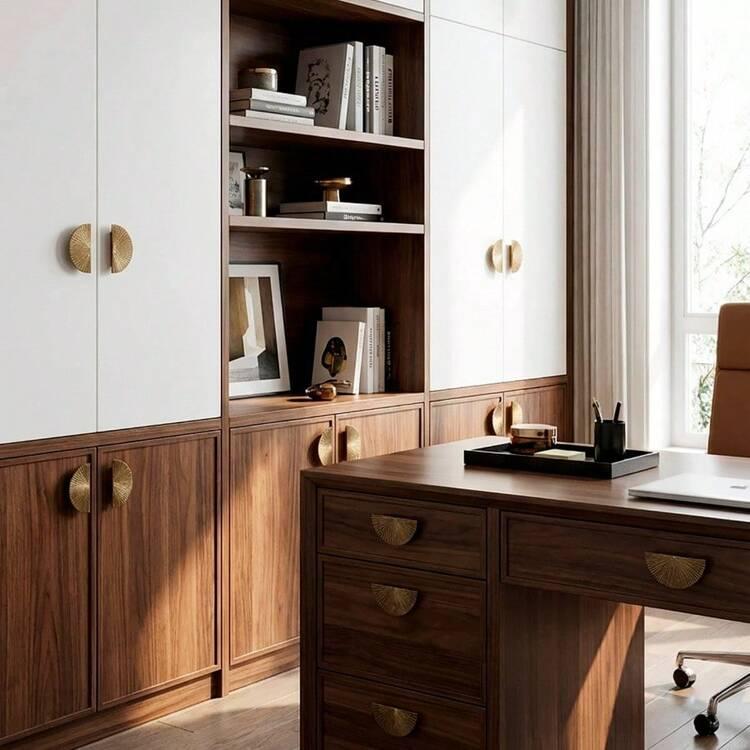 Retro Brass Semi Circle Textured Cabinet Handles