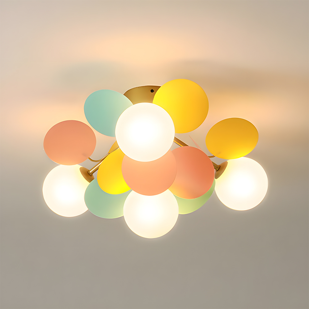 Modern Spherical Shape Glass Flush Ceiling Light Chandelier for Living Room