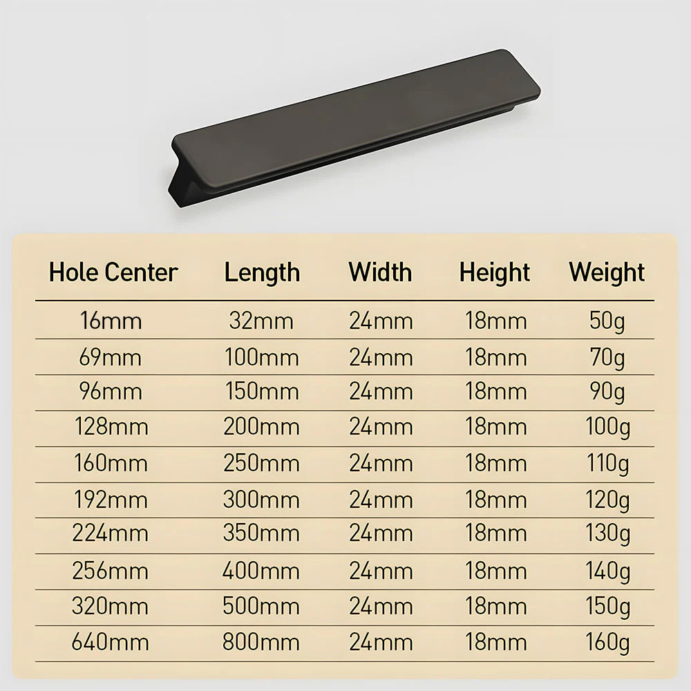 Modern Matte Black Aluminum Alloy Cabinet Pulls