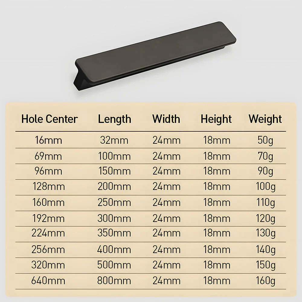 Modern Matte Black Aluminum Alloy Cabinet Pulls