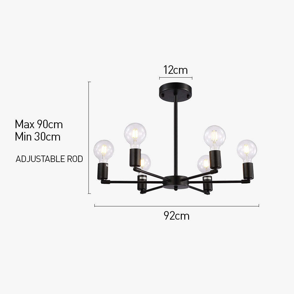 Modern Industrial 6-Light Iron Pendant Lamp Ceiling Light