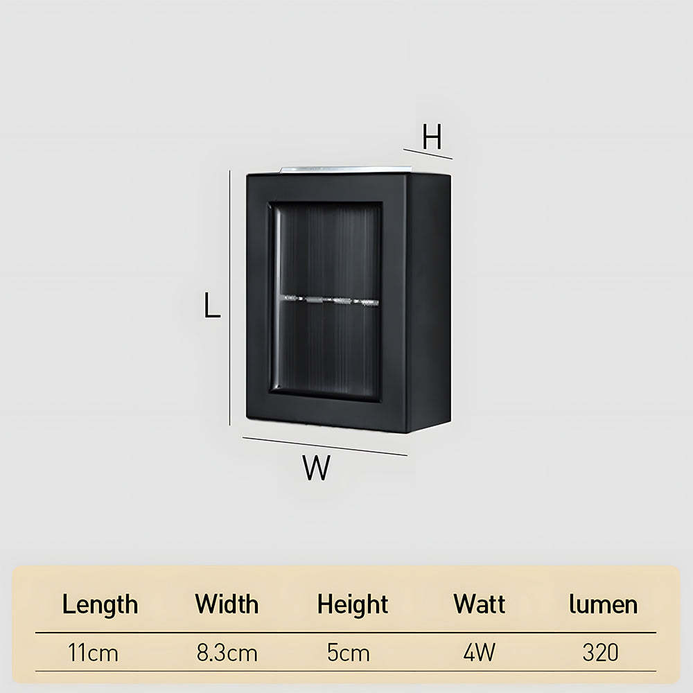 Modern Solar Black Up Down Outdoor Wall Light Sconce IP55