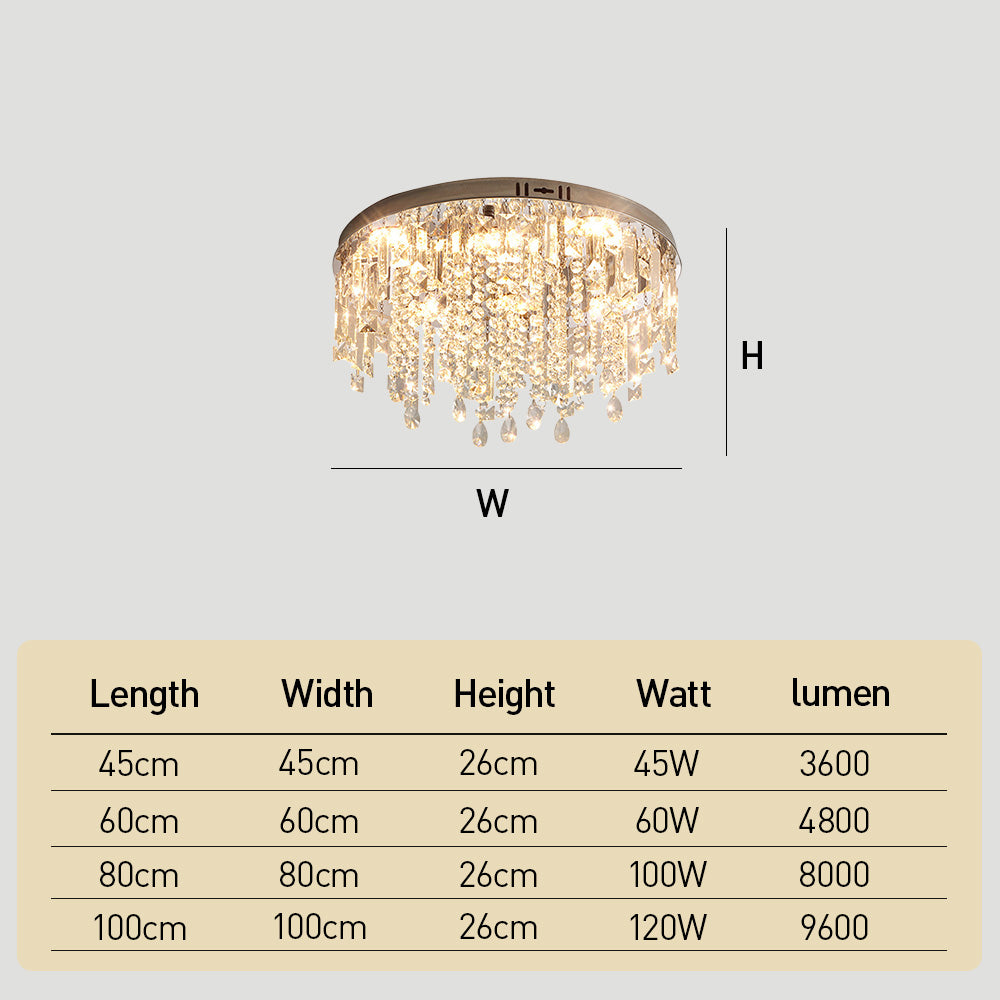 Modern Glam Crystal LED Flush Mount Ceiling Light