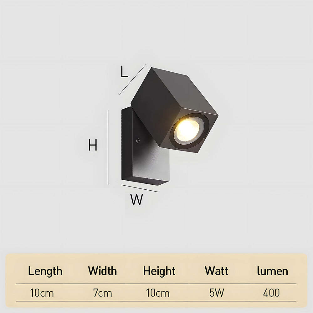 Modern Adjustable Black Rotatable LED Outdoor Wall Light 