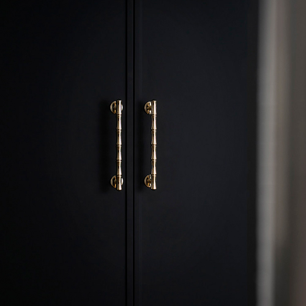 Light French Bamboo Polished Brass Drawer Pulls