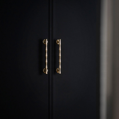 Light French Bamboo Polished Brass Drawer Pulls