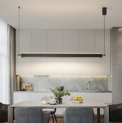 Minimalist Modern LED Black Up-and-Down Lighting Linear Pendant 