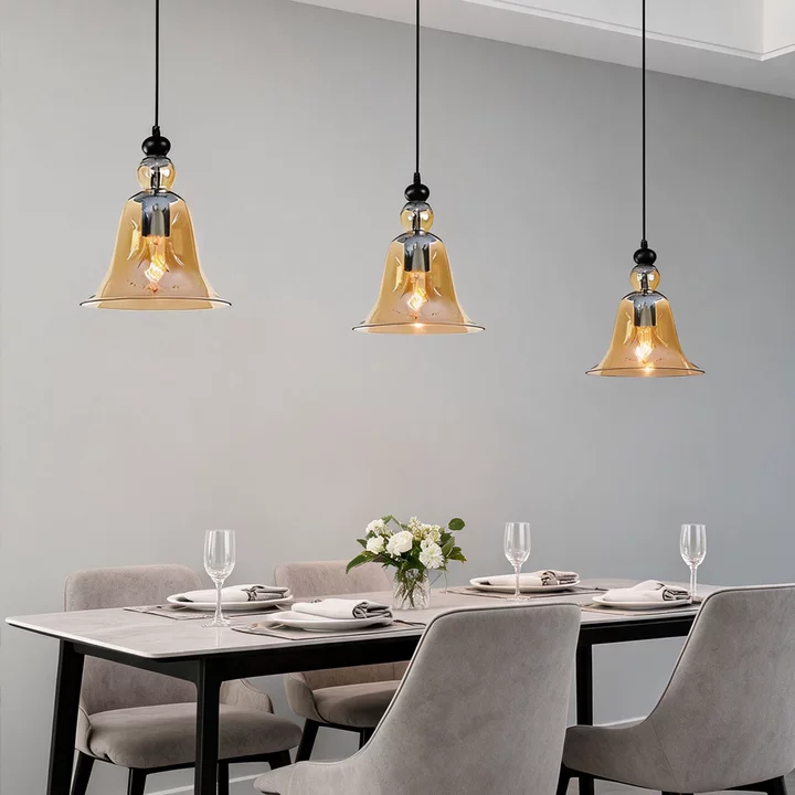 Industrial Style Bell Shape Glass Pendant Light