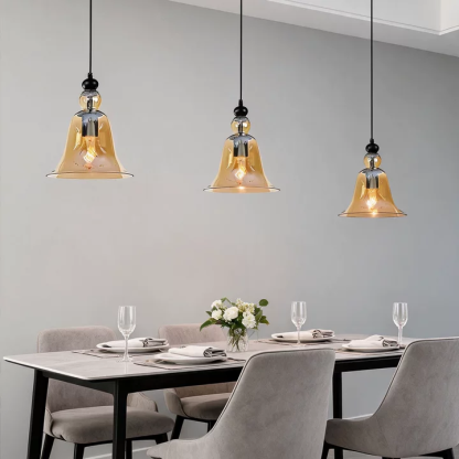 Industrial Style Bell Shape Glass Pendant Light