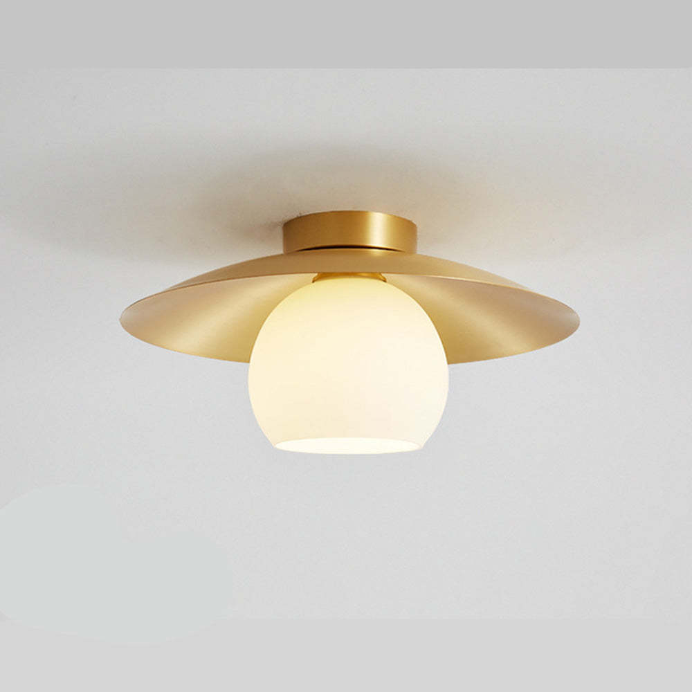 Semi Flush Mount Brass Cap Ceiling Light -Homdiy