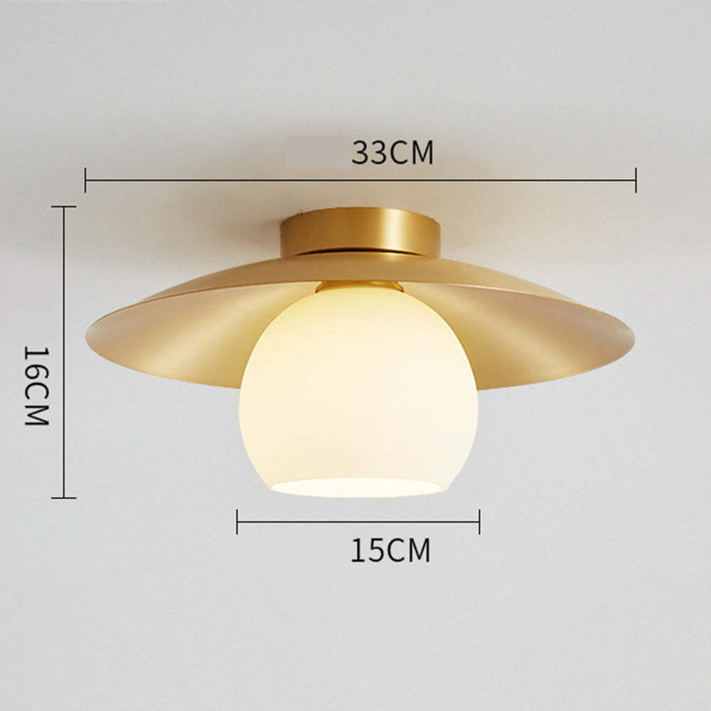 Semi Flush Mount Brass Cap Ceiling Light -Homdiy