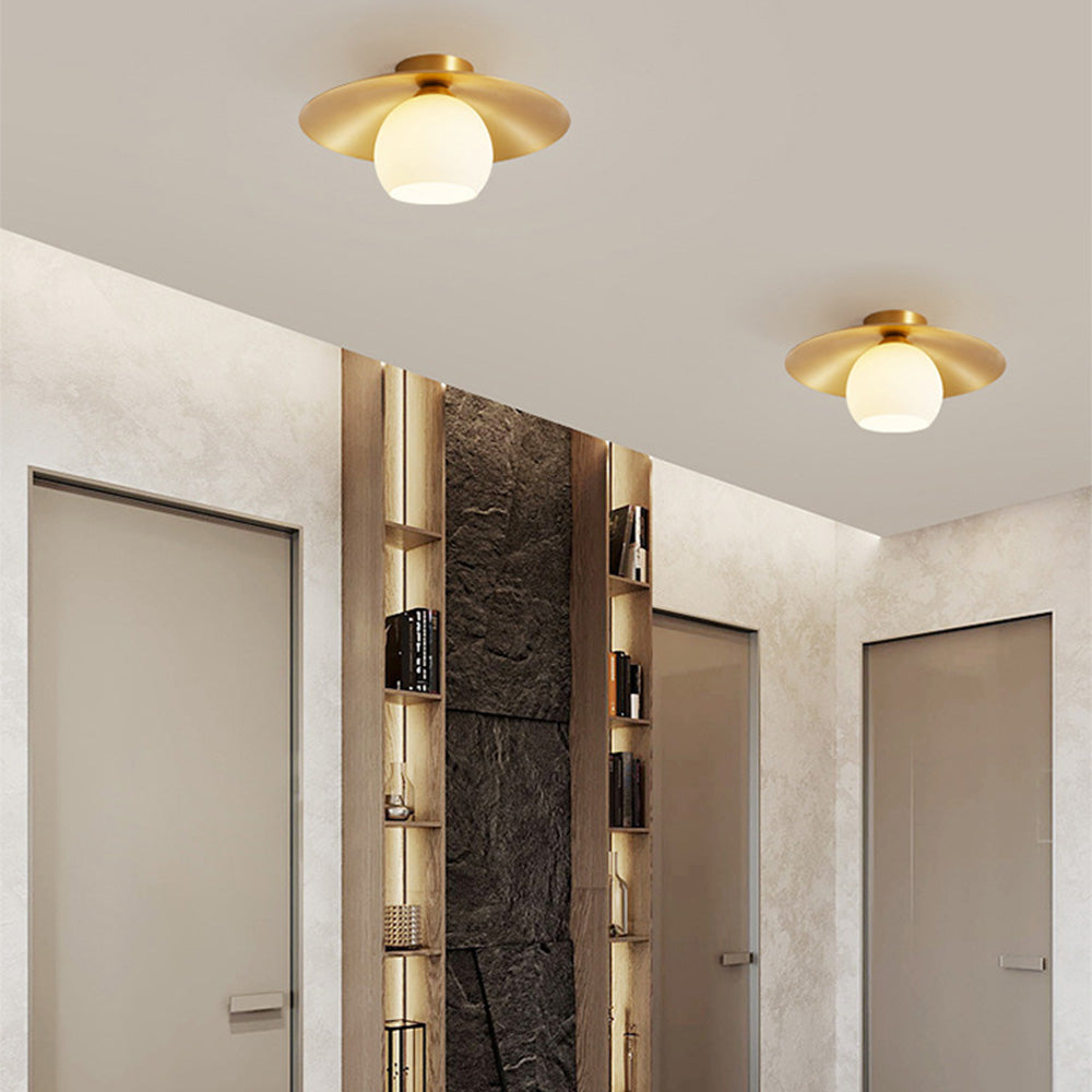Semi Flush Mount Brass Cap Ceiling Light -Homdiy