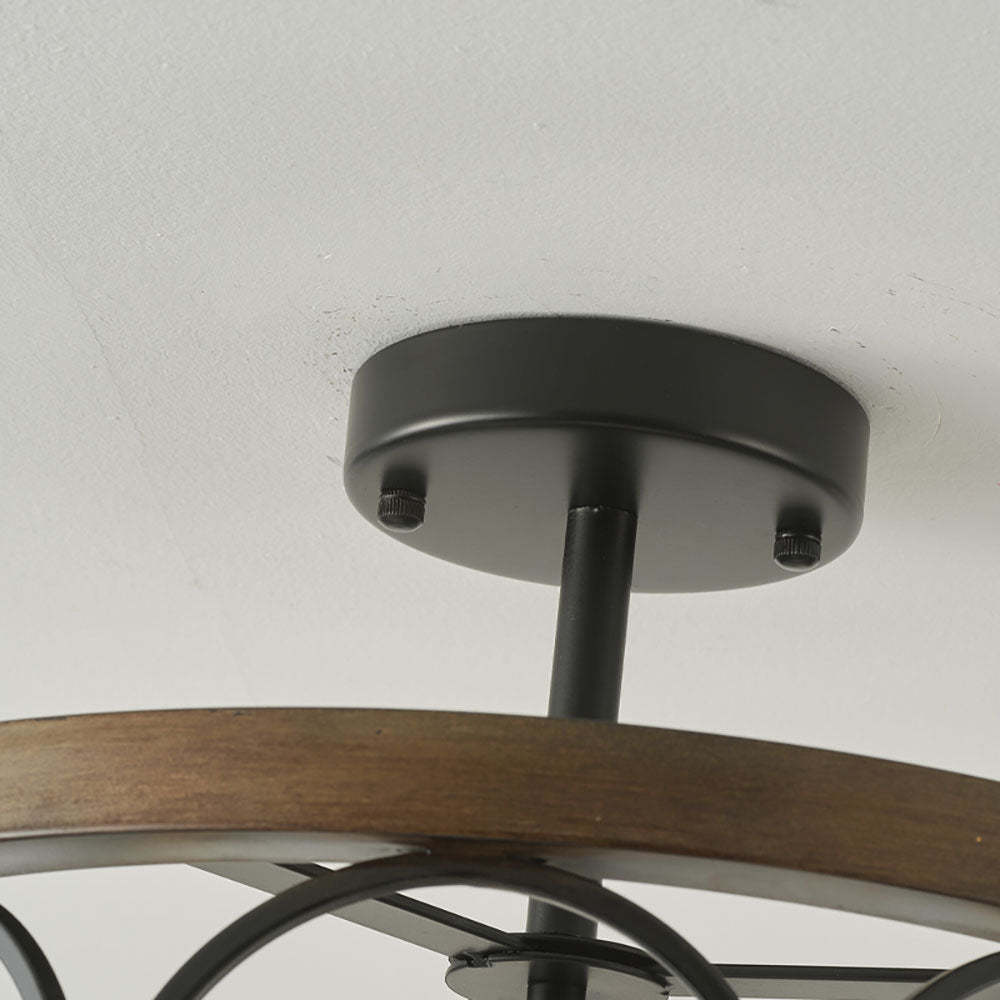 Farmhouse Semi Flush Mount 3-Light Round Ceiling Light -Homdiy