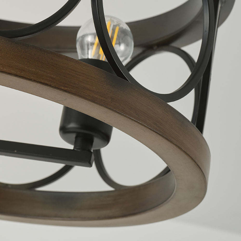 Farmhouse Semi Flush Mount 3-Light Round Ceiling Light -Homdiy