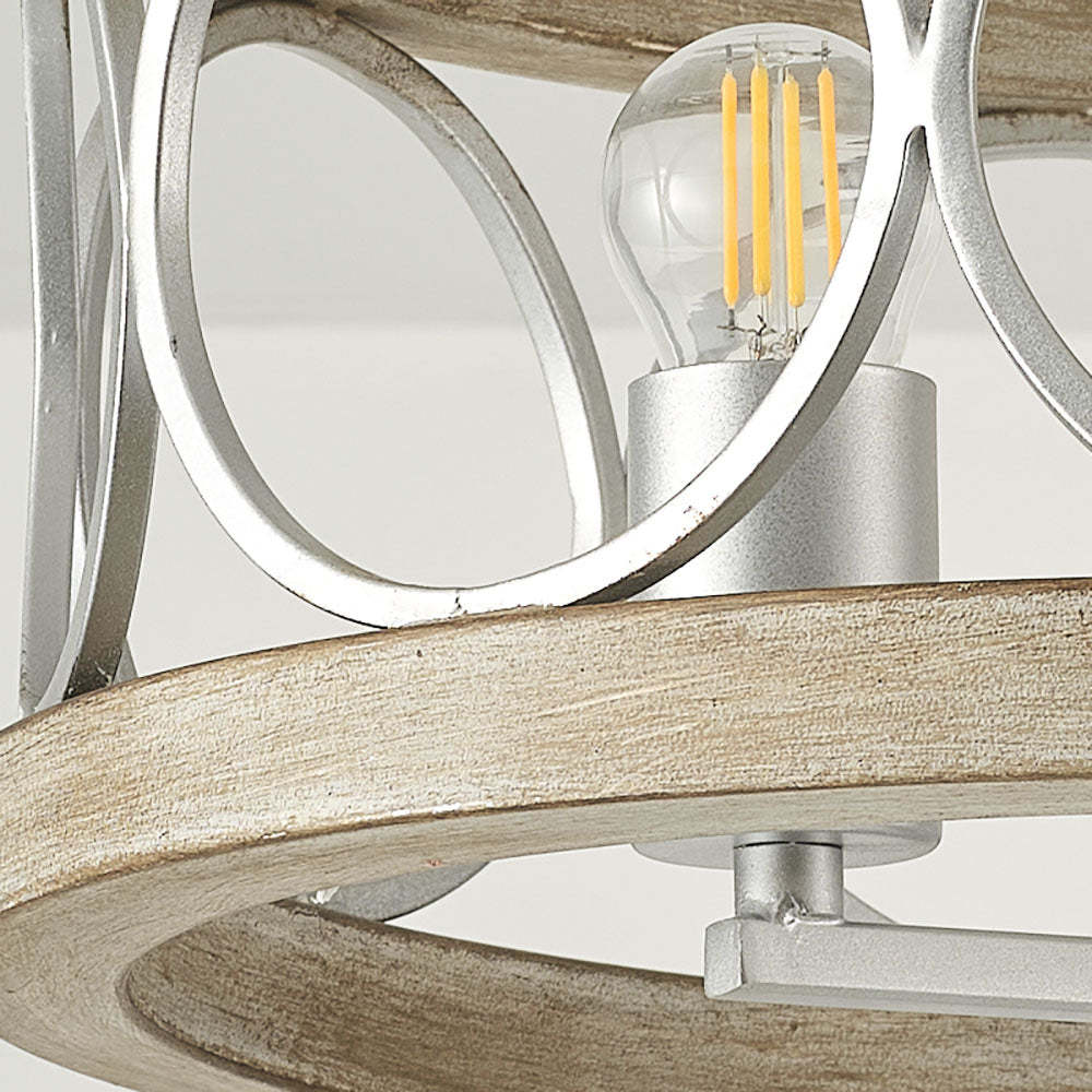 Farmhouse Semi Flush Mount 3-Light Round Ceiling Light -Homdiy