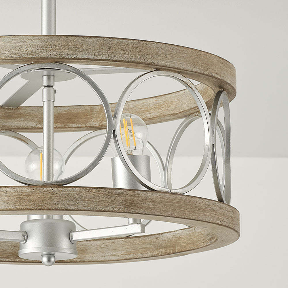 Farmhouse Semi Flush Mount 3-Light Round Ceiling Light -Homdiy