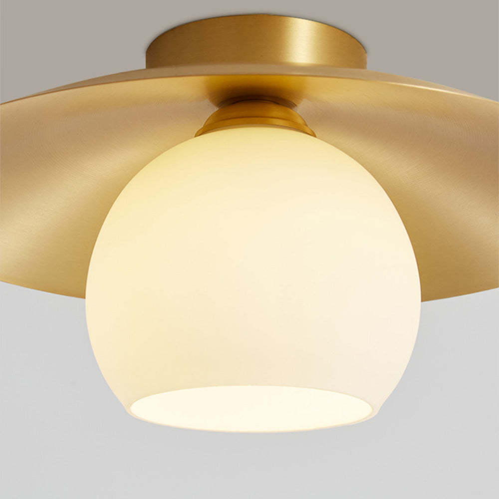 Semi Flush Mount Brass Cap Ceiling Light -Homdiy