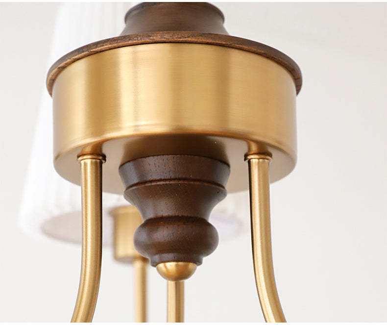 Retro Pleated Lampshade Brass Chandelier For Living Room -Homdiy