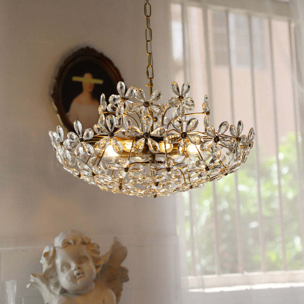 Modern Crystal Bouquet Brass Chandeliers for Dining Room -Homdiy
