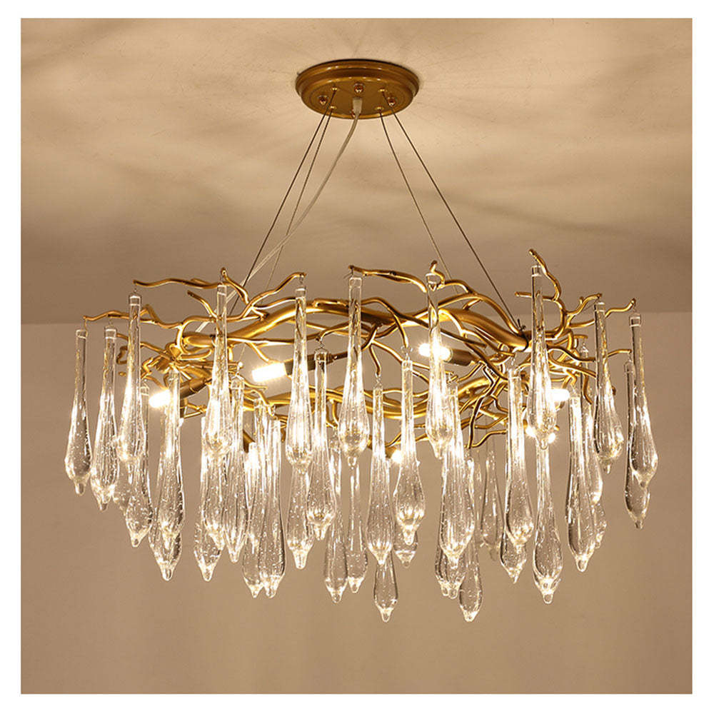 Luxury Glass Teardrop Tiered Chandelier -Homdiy