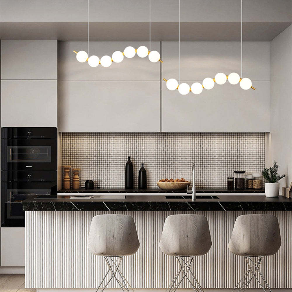 Minimalist White Ball Brass LED Pendant Light For Dining Room -Homdiy