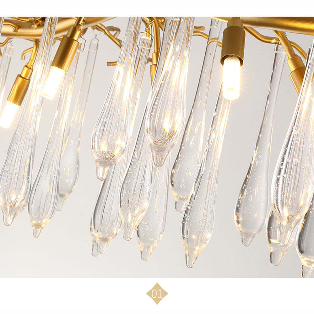 Luxury Glass Teardrop Tiered Chandelier -Homdiy