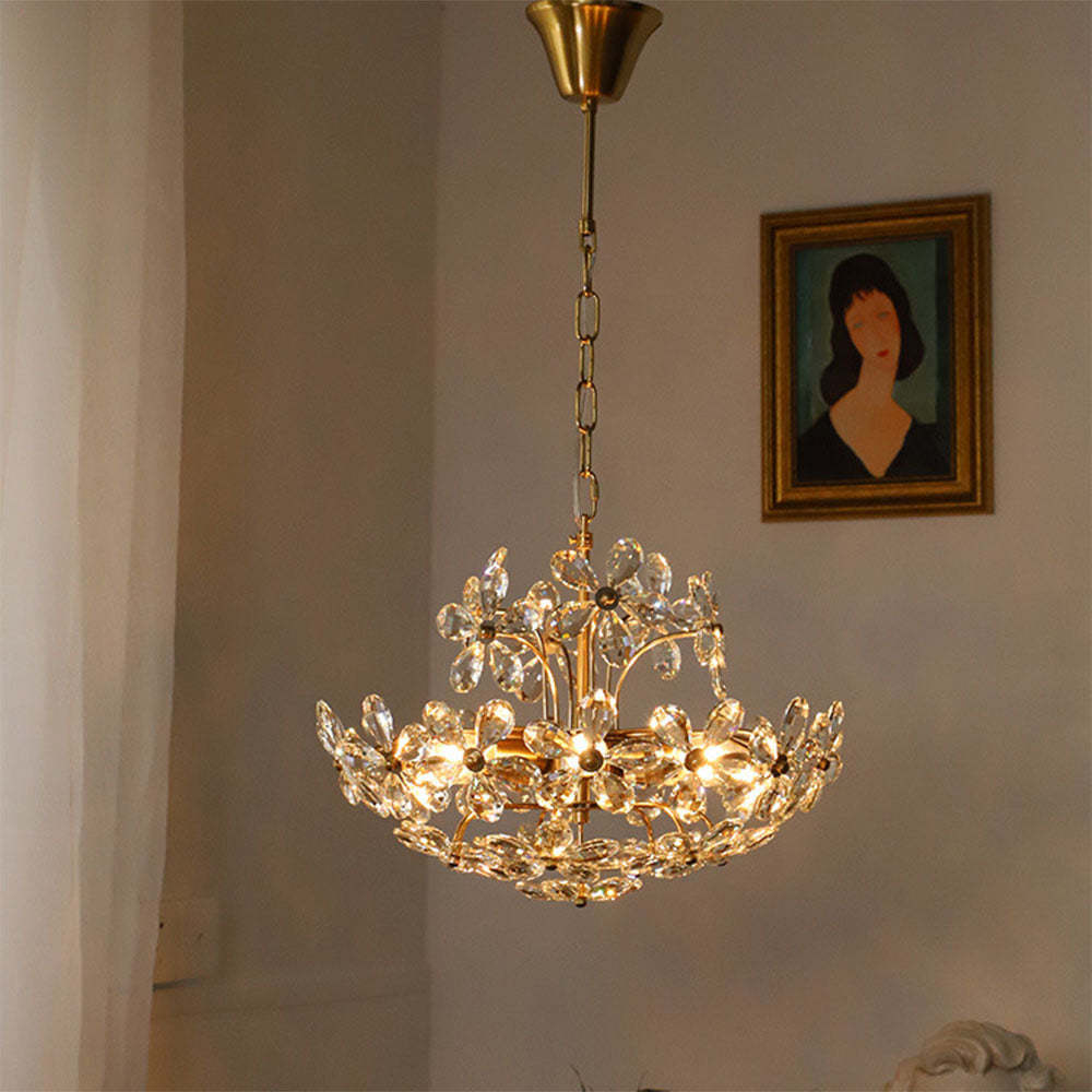 Modern Crystal Bouquet Brass Chandeliers for Dining Room -Homdiy