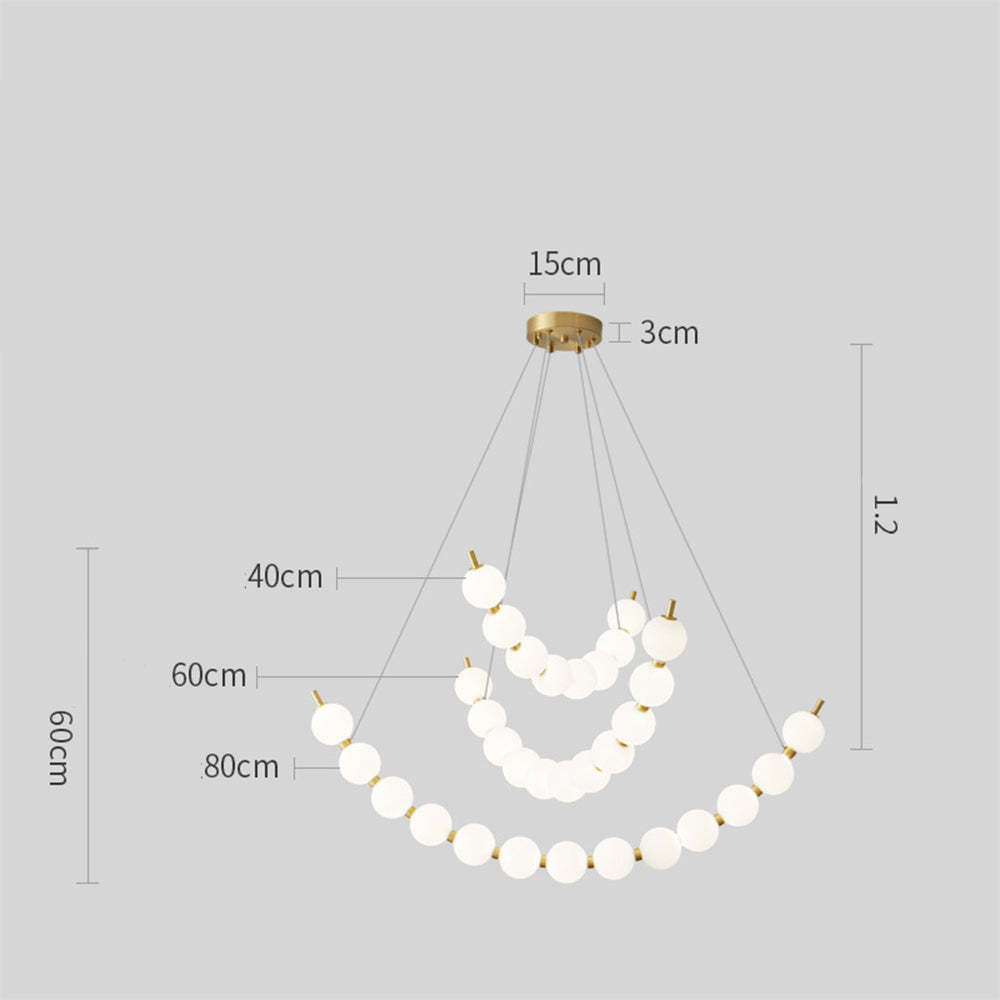 LED Brass White Globe Ball Chandelier For Living Room -Homdiy