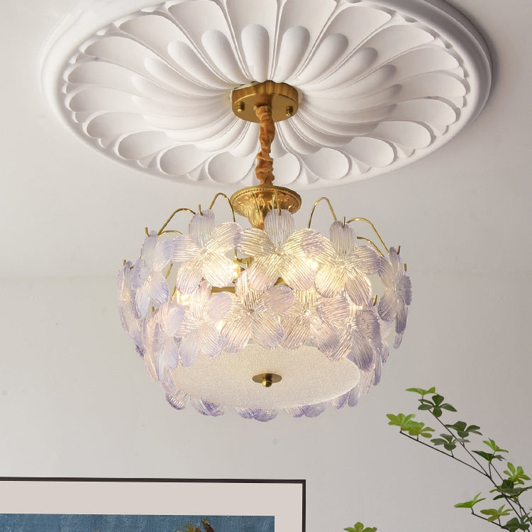 Lampsmodern Glass Chandelier Classic Flower-Shaped Stained Glass Chandelier for Living Room
