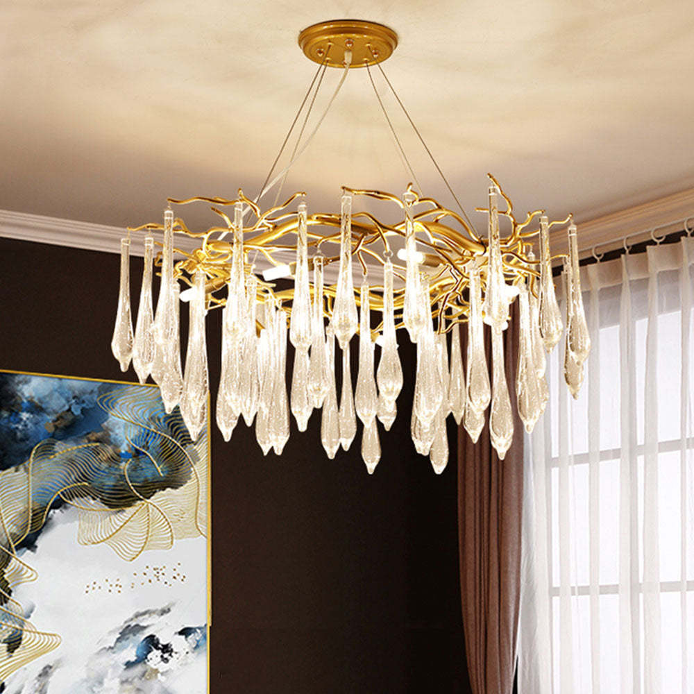 Luxury Glass Teardrop Tiered Chandelier -Homdiy