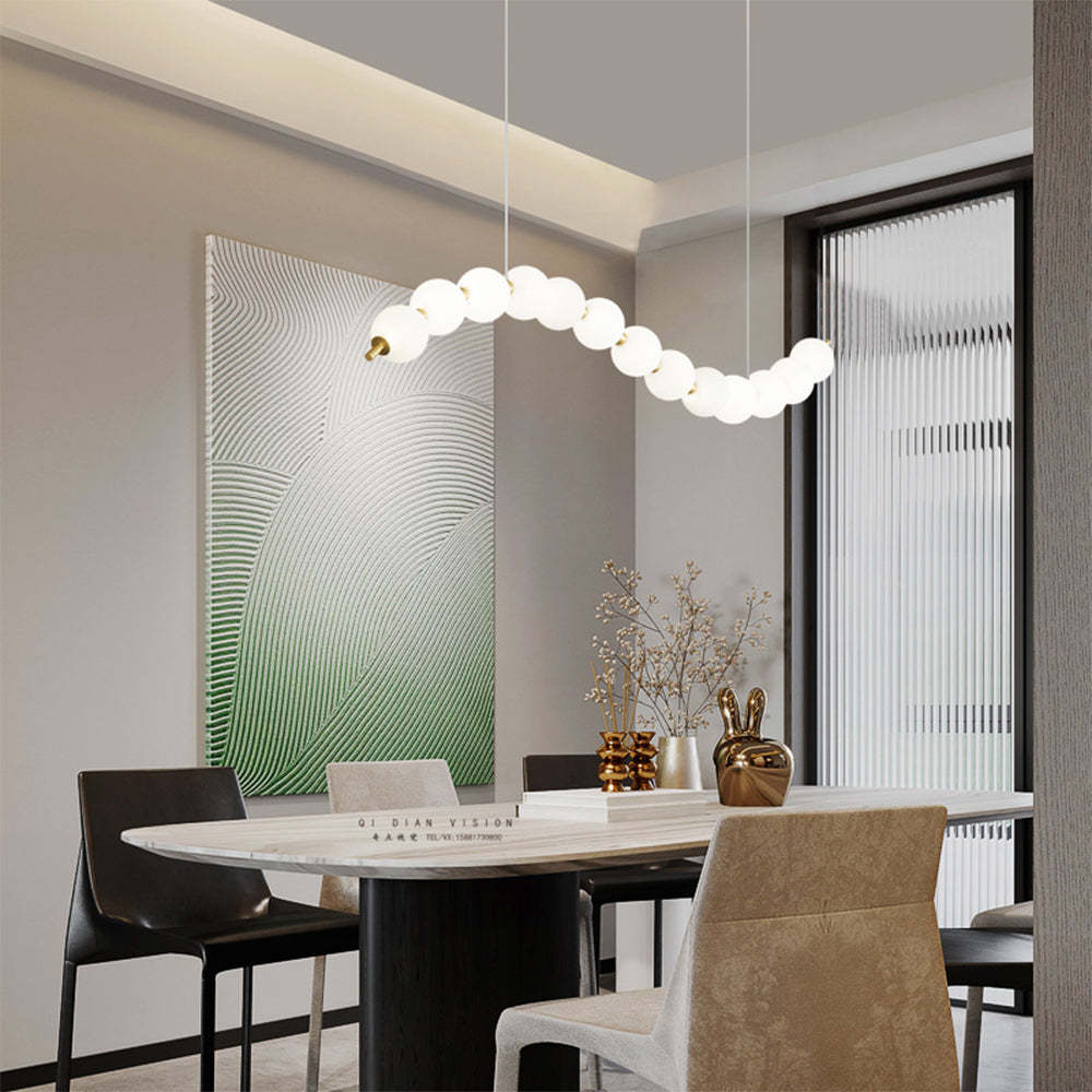 Minimalist White Ball Brass LED Pendant Light For Dining Room -Homdiy