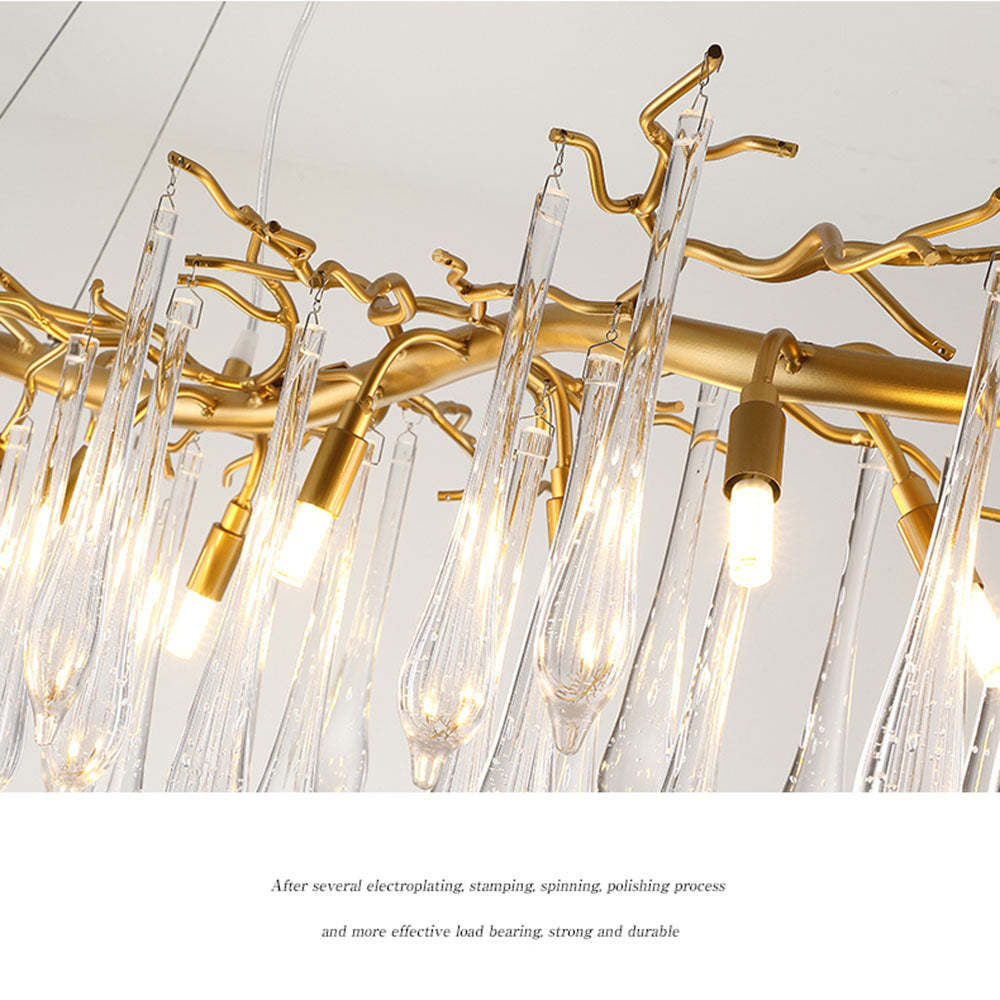 Luxury Glass Teardrop Tiered Chandelier -Homdiy