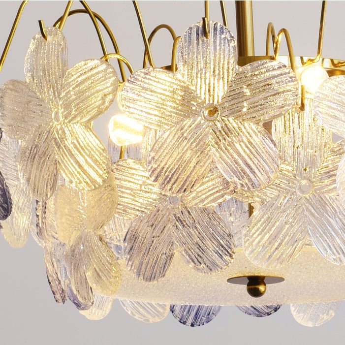 Classic Flower-Shaped Stained Glass Chandelier for Living Room